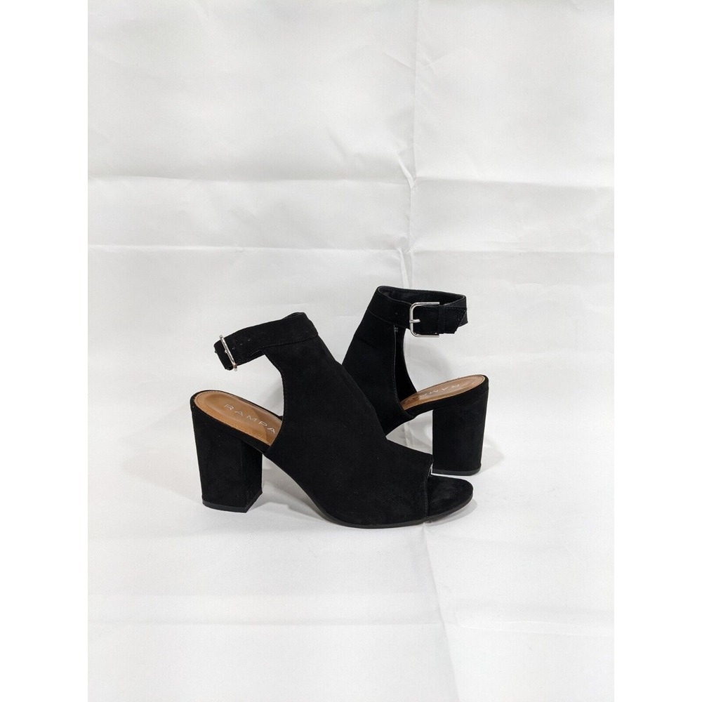 Rampage Heels Womens  Fynn Bootie Slingback‎ Black Faux Suede Strap 8M
